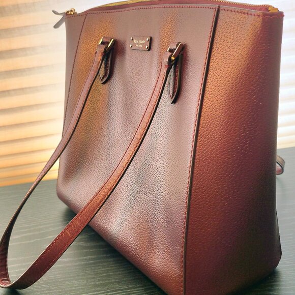 Gorgeous for fall - Authentic Kate Spade Leather Tote in Burgundy - Picture 5 of 5